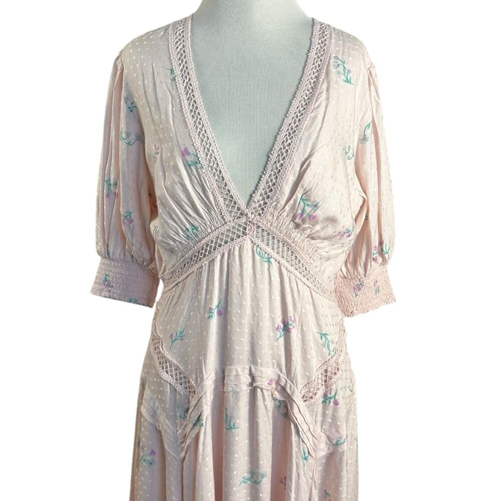 Free People Ethereal Dainty Still In Love Maxi Dress Pink Floral Cottage Medium - Picture 9 of 16
